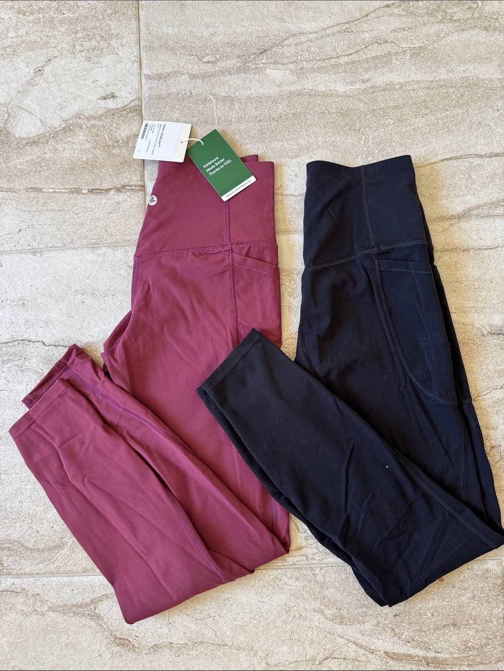 HALARA Two-Pack High-Rise Leggings in Wine and Black